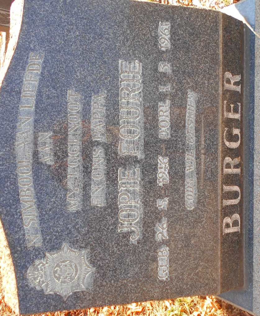 BURGER Jopie Fourie 1916-1961