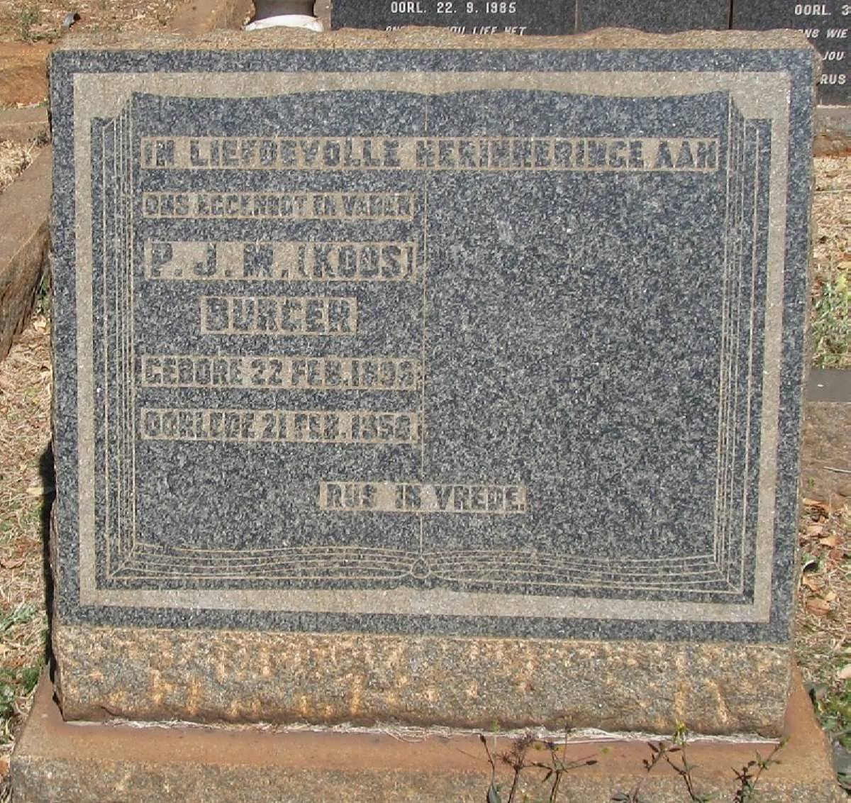 BURGER P.J.M. 1896-1958