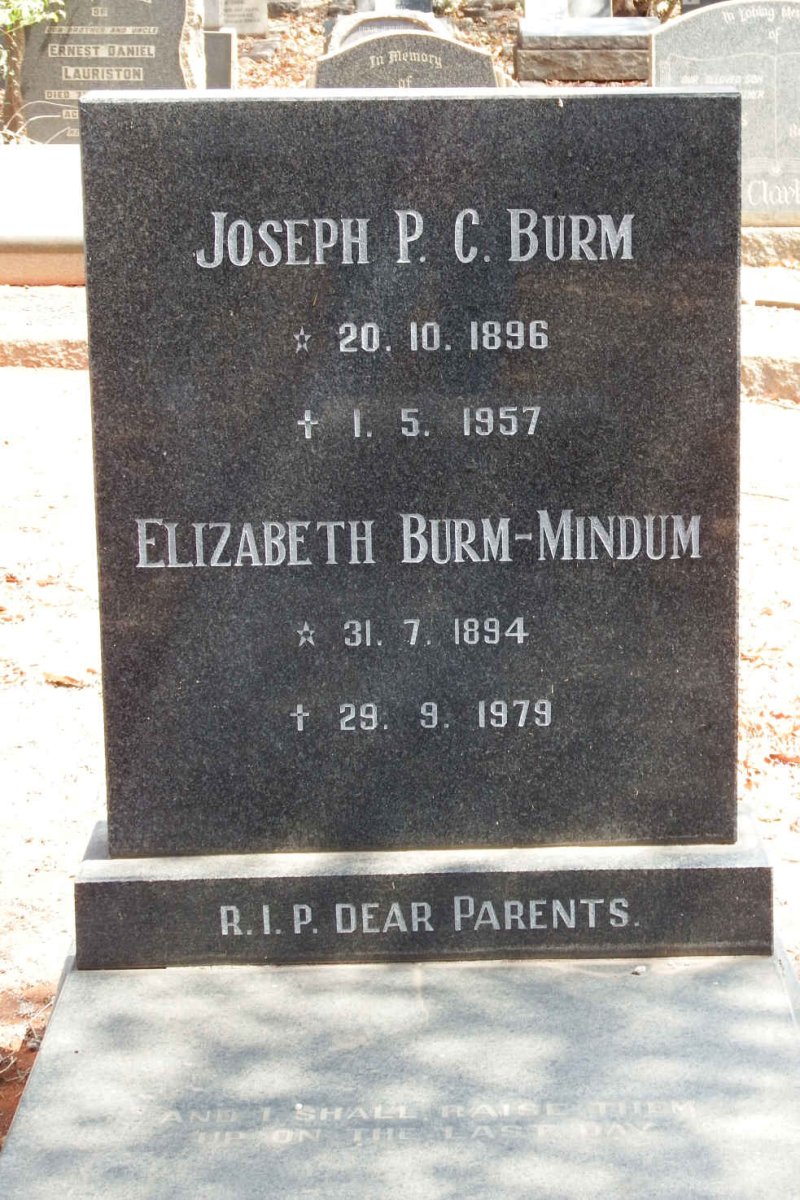BURM Joseph P.C. 1896-1957 :: BURM-MINDUM Elizabeth 1894-1979