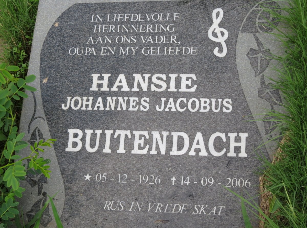 BUITENDACH Hansie Johannes Jacobus 1926-2006