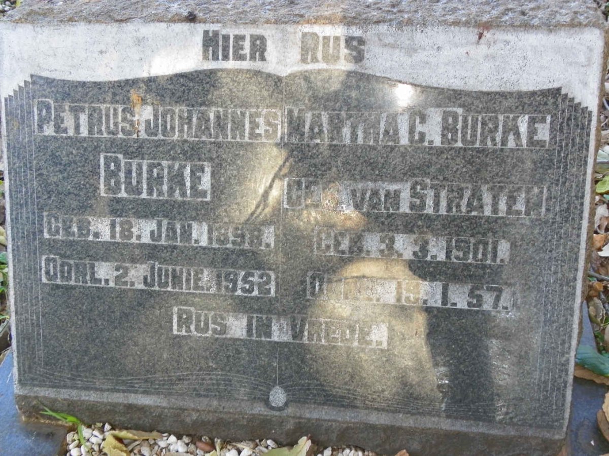 BURKE Petrus Johannes 1898-1952 &amp; Martha C. VAN STRATEN 1901-1957