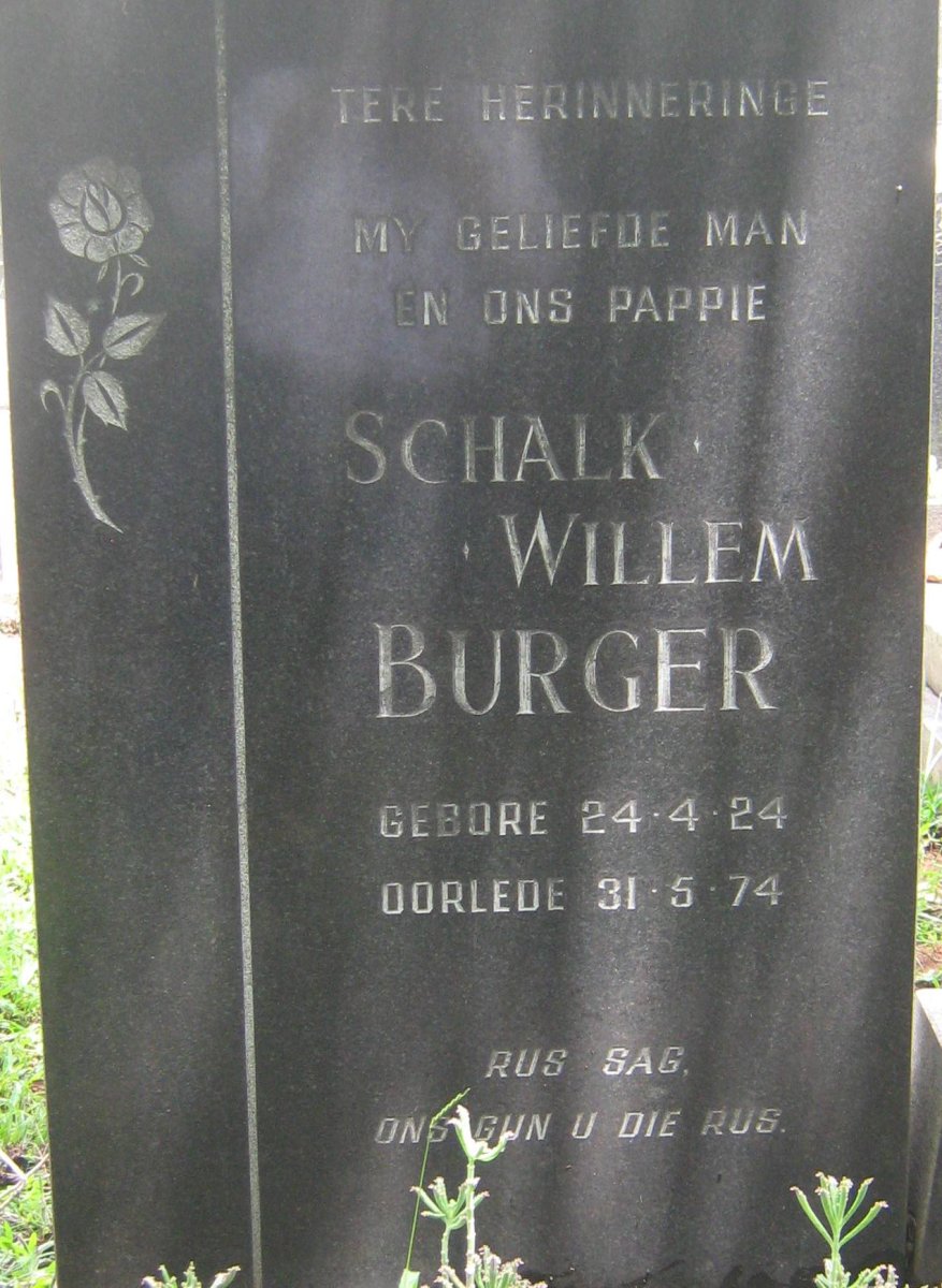 BURGER Schalk Willem 1924-1974 :: BURGER Lukas Gerhardus 1957-1984