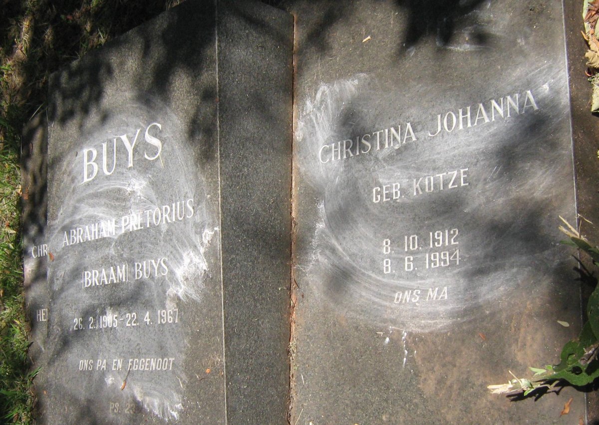 BUYS Abraham Pretorius 1905-1967 & Christina Johanna KOTZE 1912-1994 :: BUYS Hendrik Abrahams 1935- :: BUYS Christina Johanna 1932-1990
