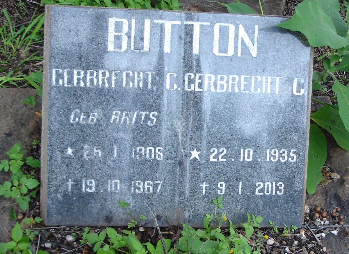 BUTTON Gerbrecht C. nee BRITS 1908-1967 :: BUTTON Gerbrecht C. 1935-2013