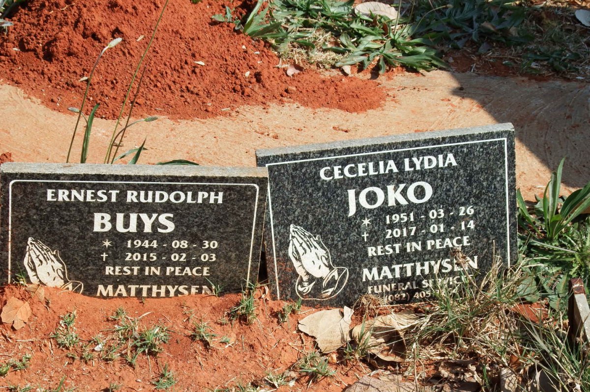 BUYS Ernest Rudolph 1944-2015 :: JOKO Cecelia Lydia 1951-2017