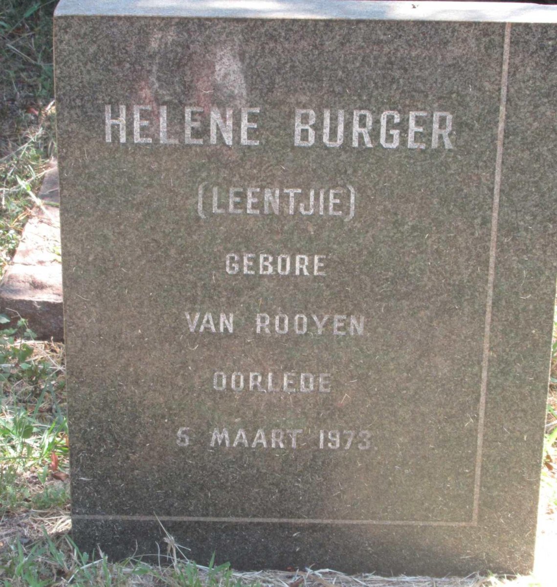 BURGER Helene nee VAN ROOYEN -1973
