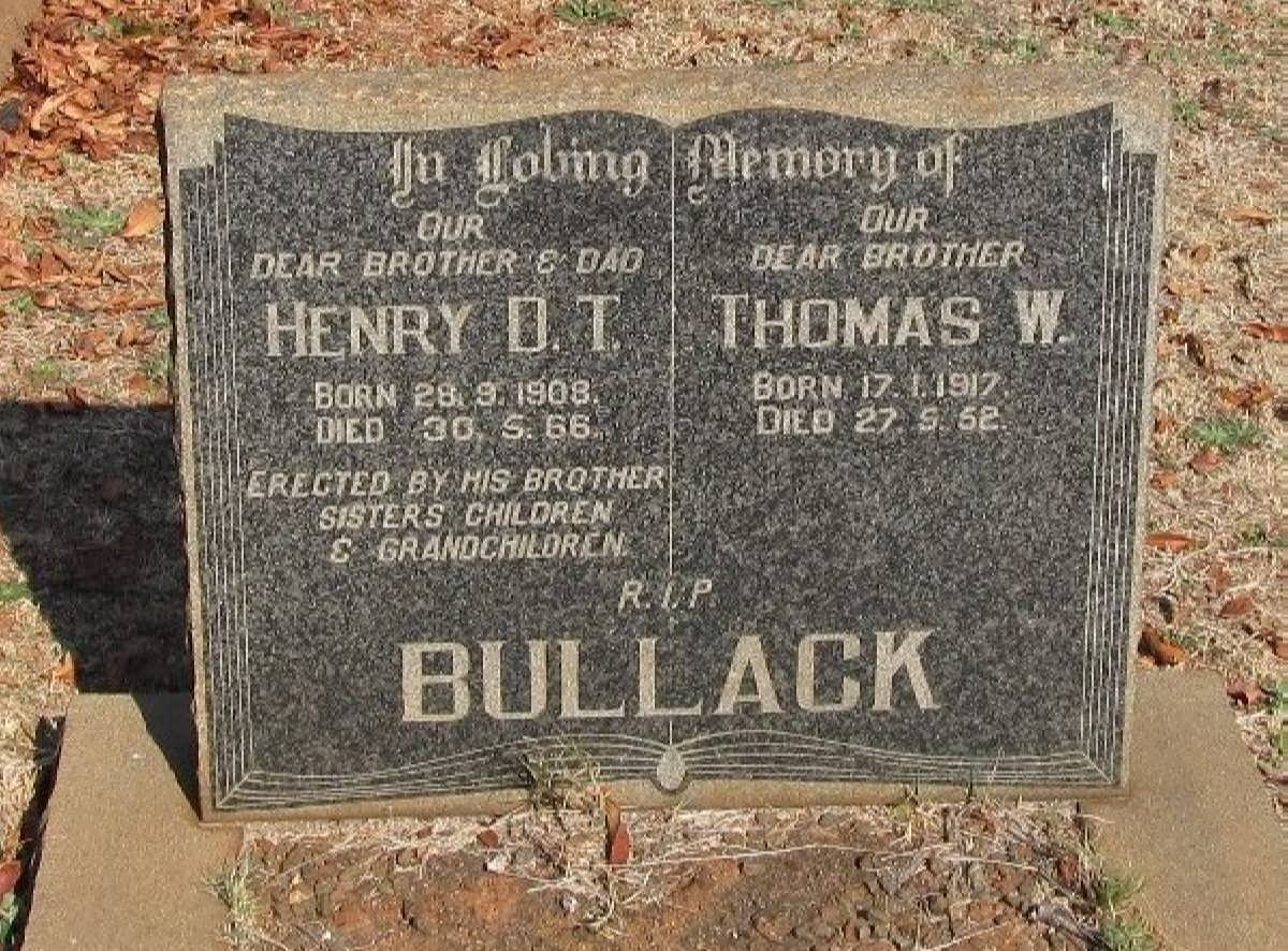 BULLACK Henry D.T. 1908-1966 :: BULLACK Thomas W. 1917-1952
