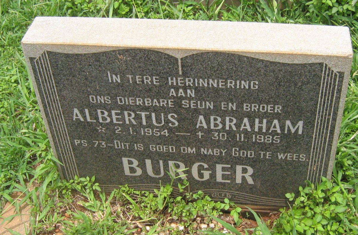BURGER Albertus Abraham 1954-1985