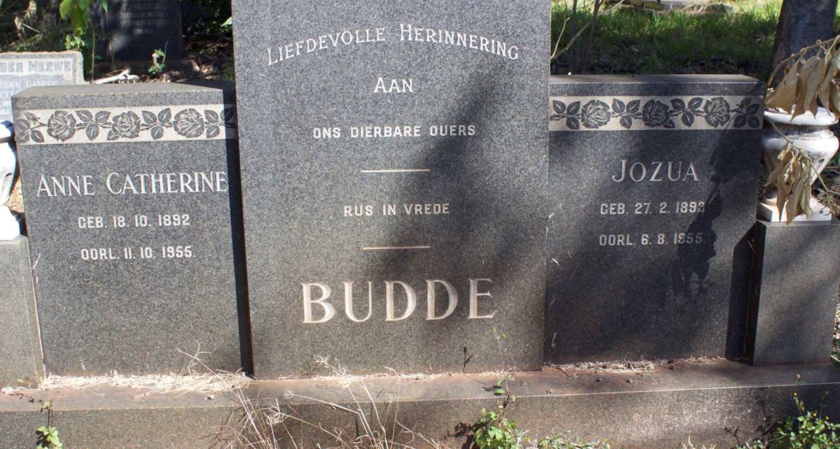 BUDDE Jozua 1893-1955 &amp; Anne Catherine 1892-1955