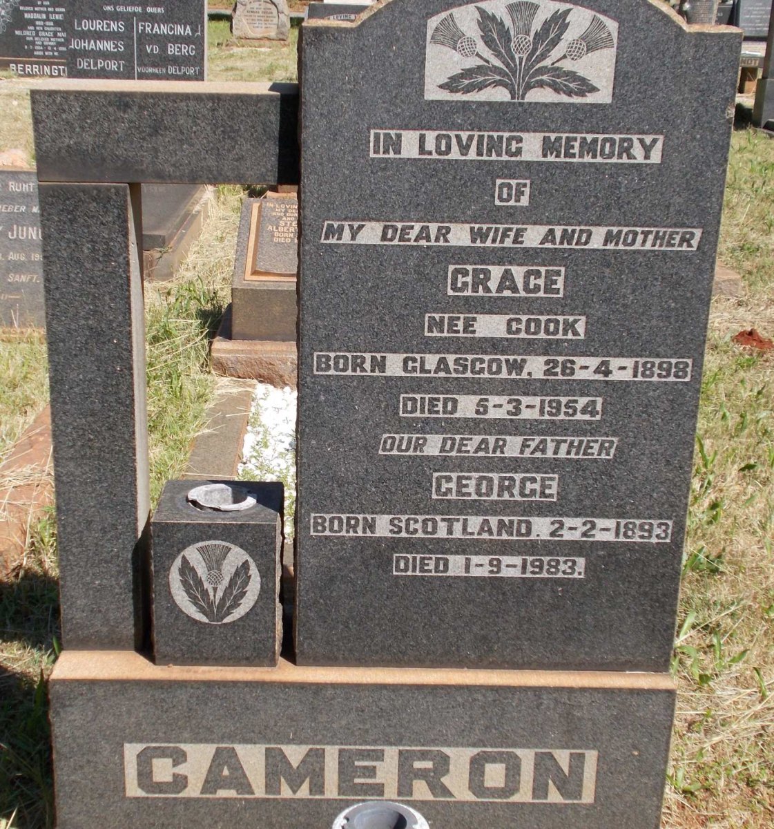 CAMERON George 1893-1983 &amp; Grace COOK 1898-1954