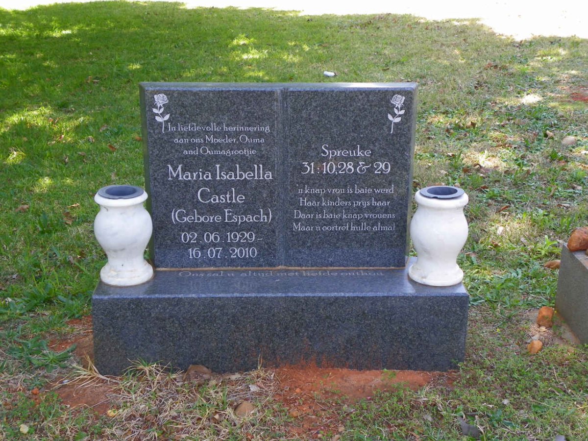CASTLE Maria Isabella nee ESPACH 1929-2010