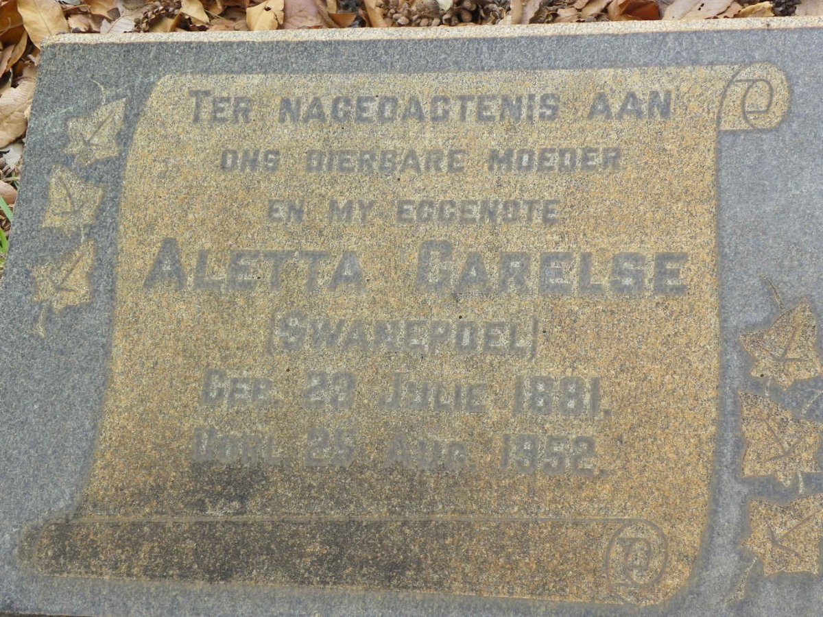 CARELSE Aletta nee SWANEPOEL 1881-1952