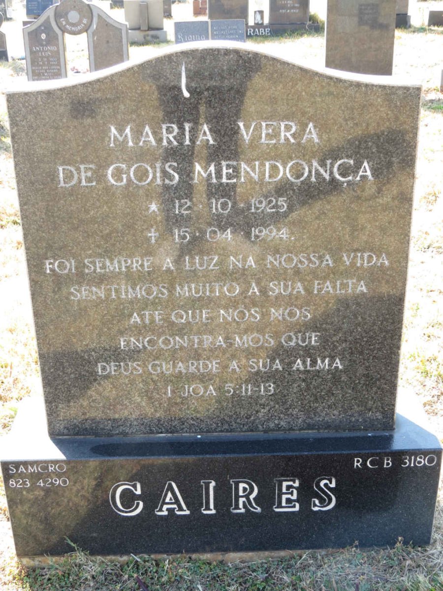 CAIRES Maria Vera de Gois Mendonça 1925-1994
