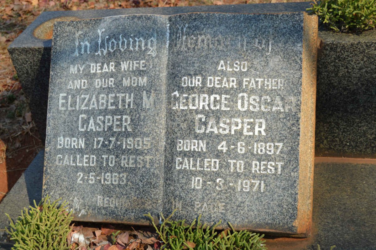 CASPER George Oscar 1897-1971 &amp; Elizabeth M. 1905-1963