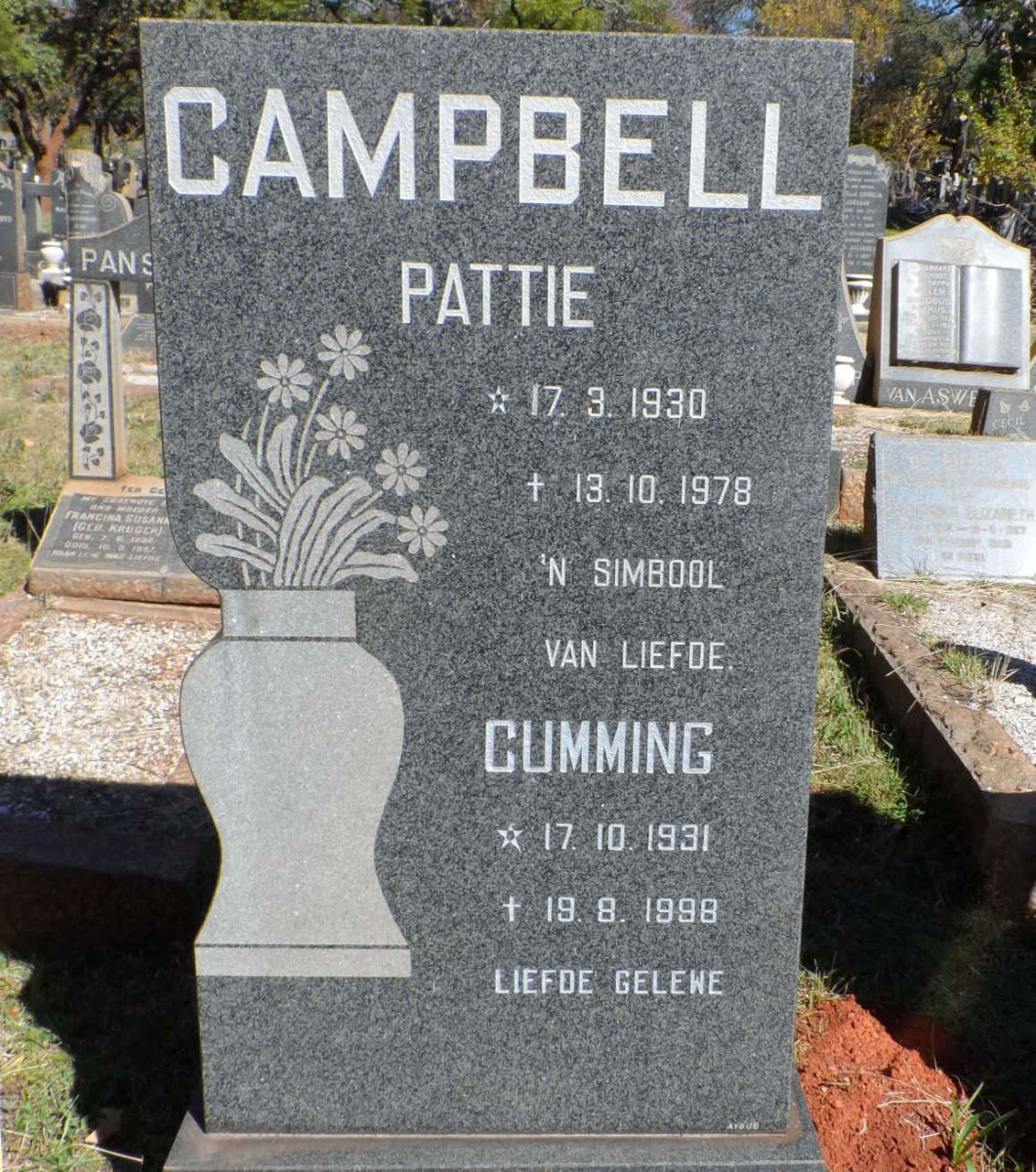 CAMPBELL Cumming 1931-1998 &amp; Pattie 1930-1978