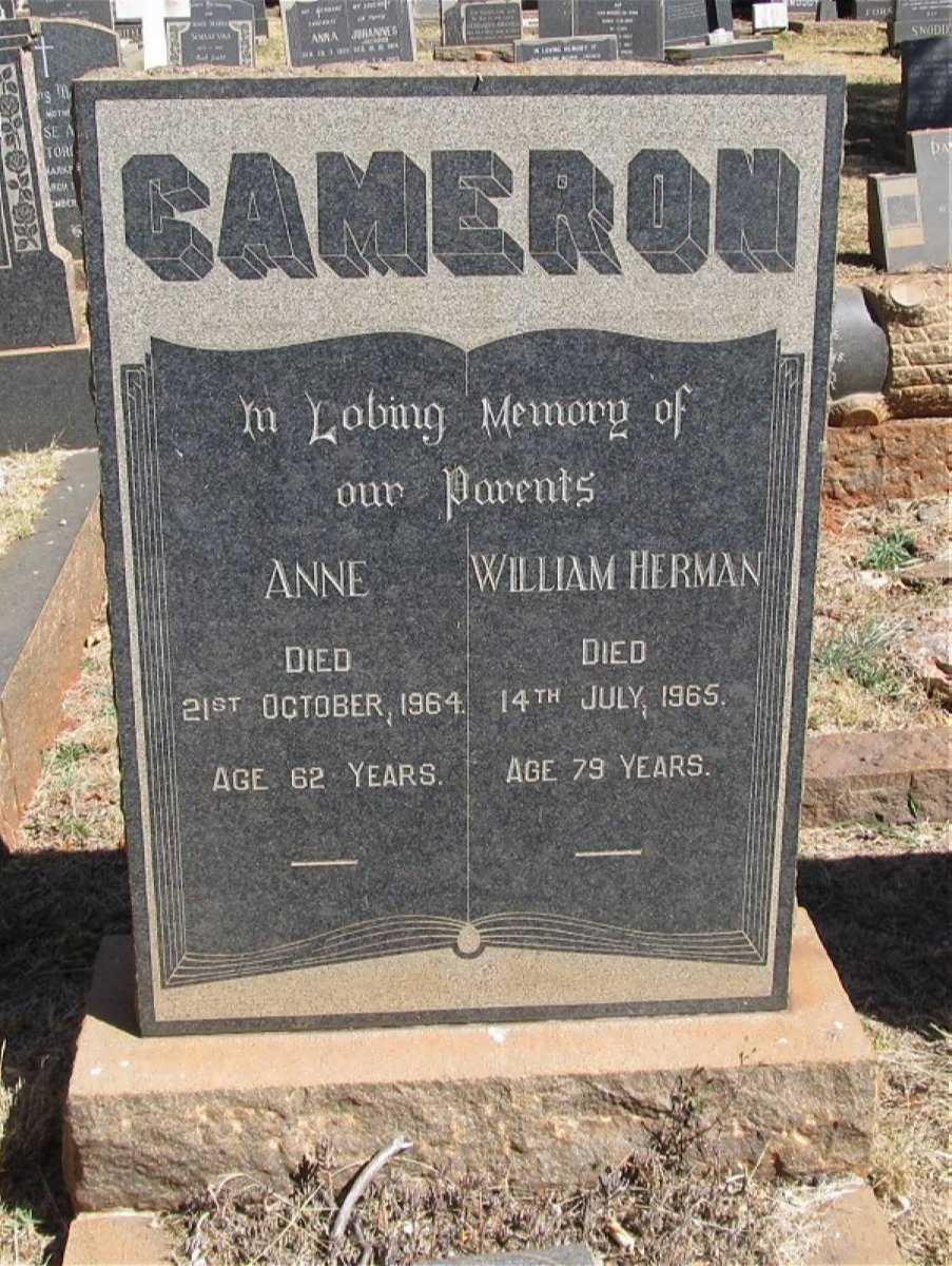CAMERON William Herman -1965 &amp; Anne -1964