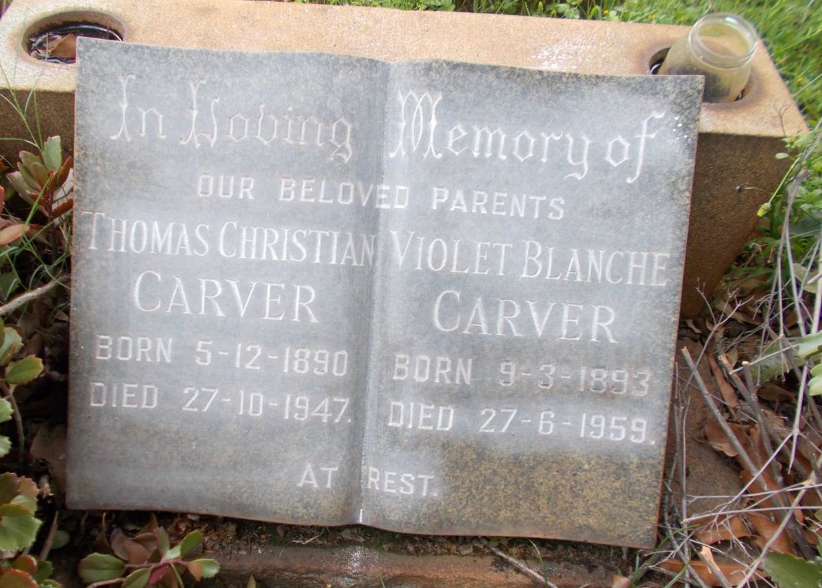 CARVER Thomas Christian 1890-1947 &amp; Violet Blanche 1893-1959