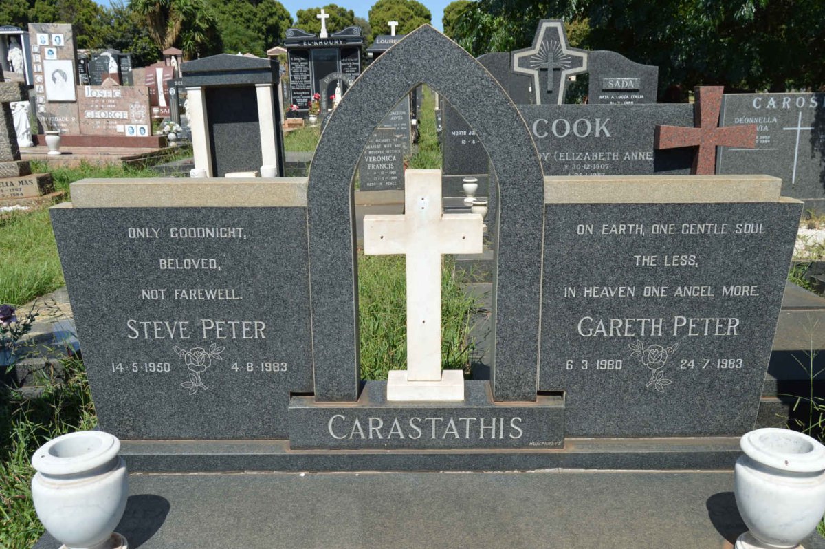 CARASTATHIS Steve Peter 1950-1983 :: CARASTATHIS Gareth Peter 1980-1983