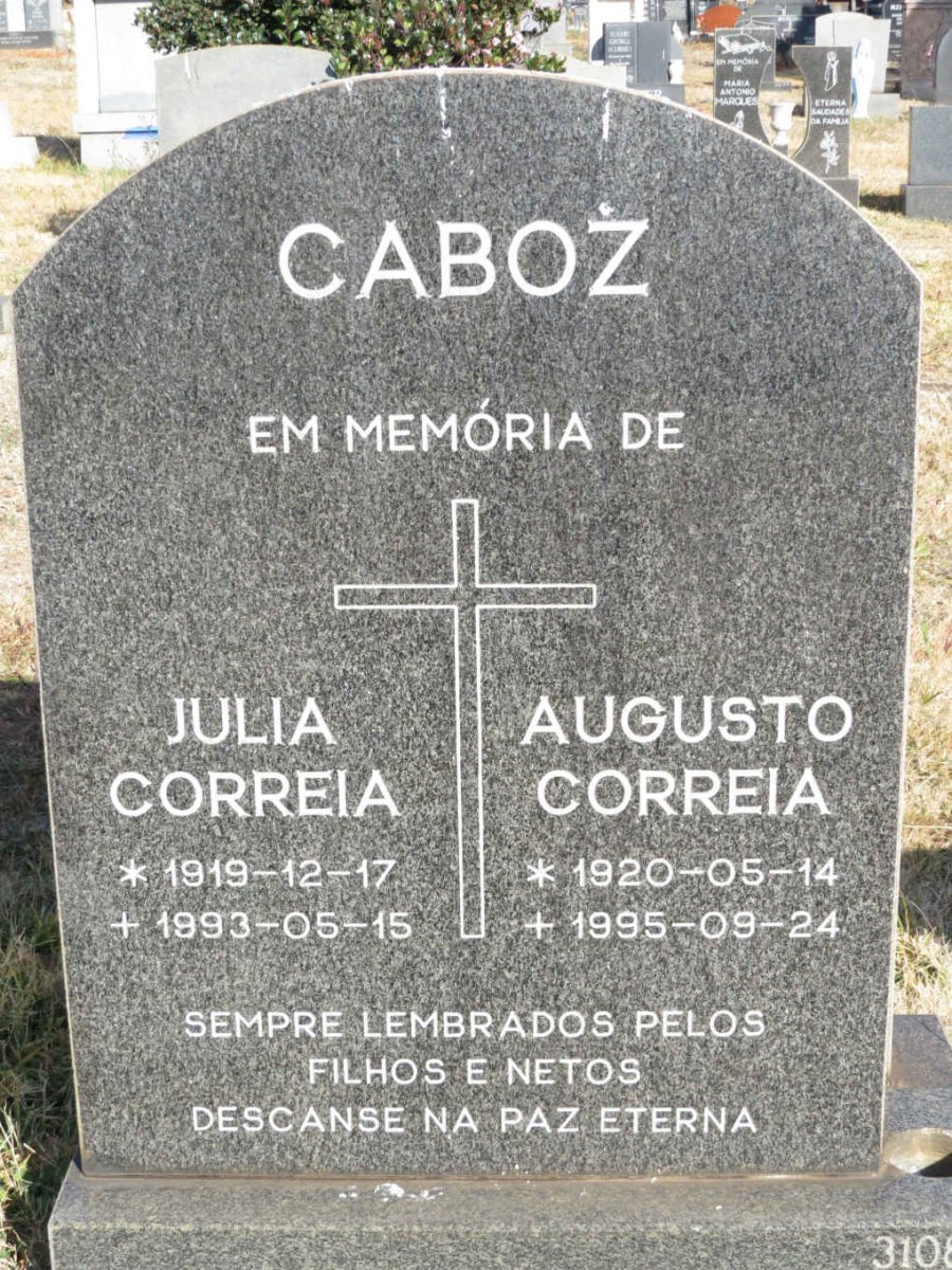 CABOZ Augusto Correia 1920-1995 &amp; Julia Correia 1919-1993
