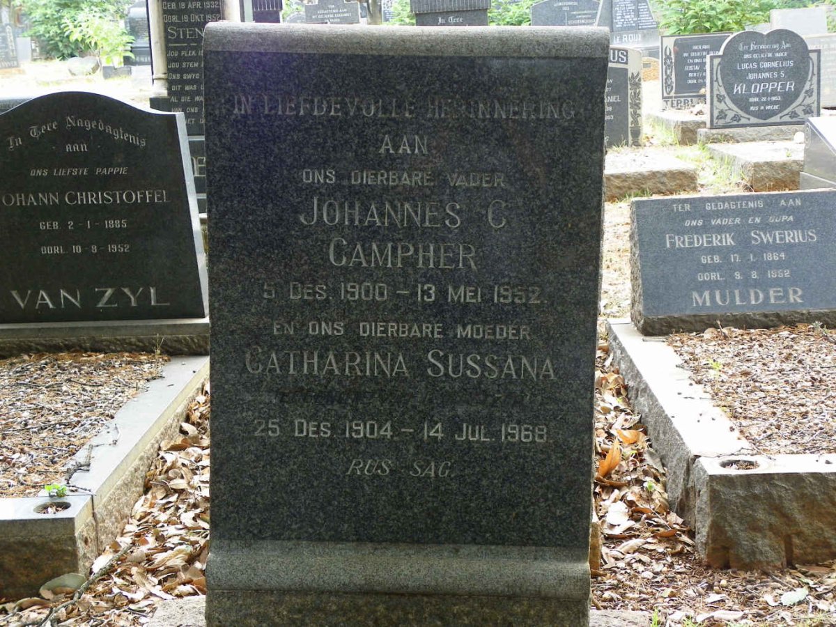 CAMPHER Johannes C. 1900-1952 &amp; Catharina Sussana 1904-1968