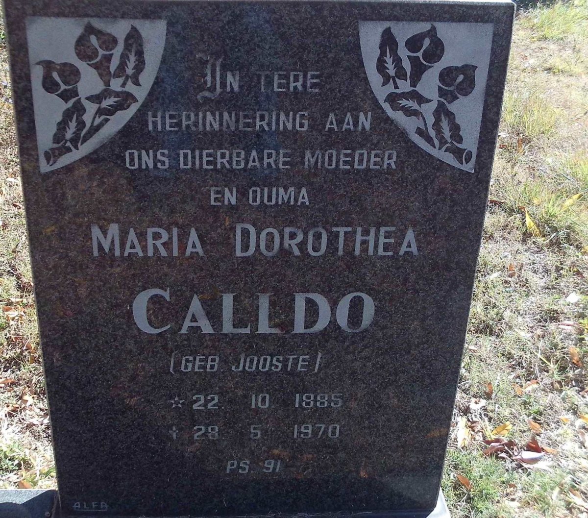 CALLDO Maria Dorothea nee JOOSTE 1885-1970