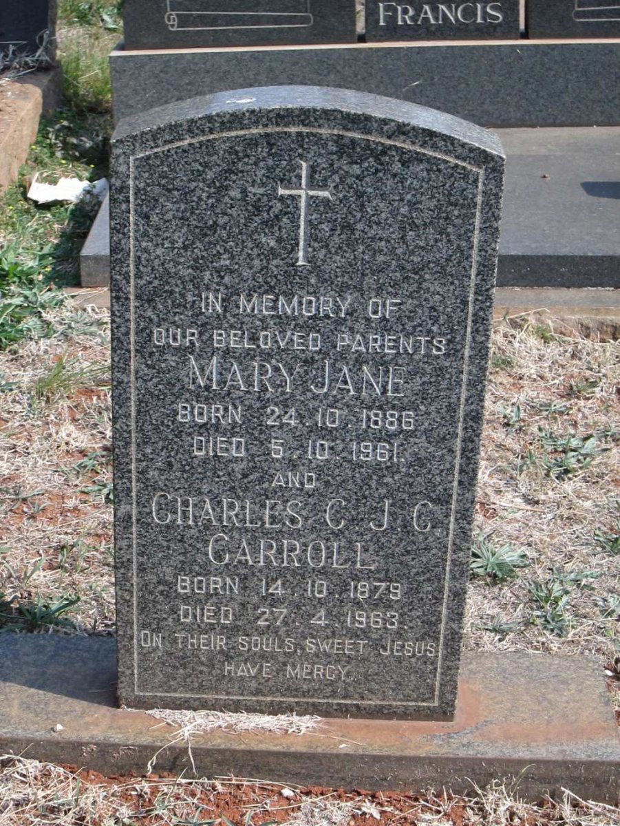 CARROLL Charles C.J.C. 1879-1963 &amp; Mary Jane 1886-1961