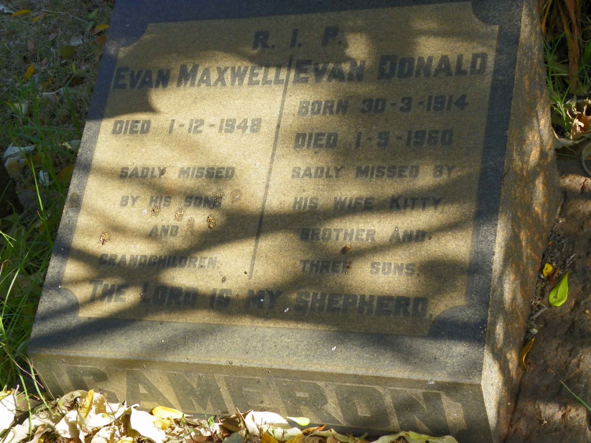 CAMERON Evan Maxwell -1948 :: CAMERON Evan Donald 1914-1960