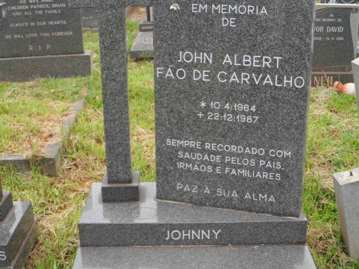 CARVALHO John Albert Fão, de 1964-1987
