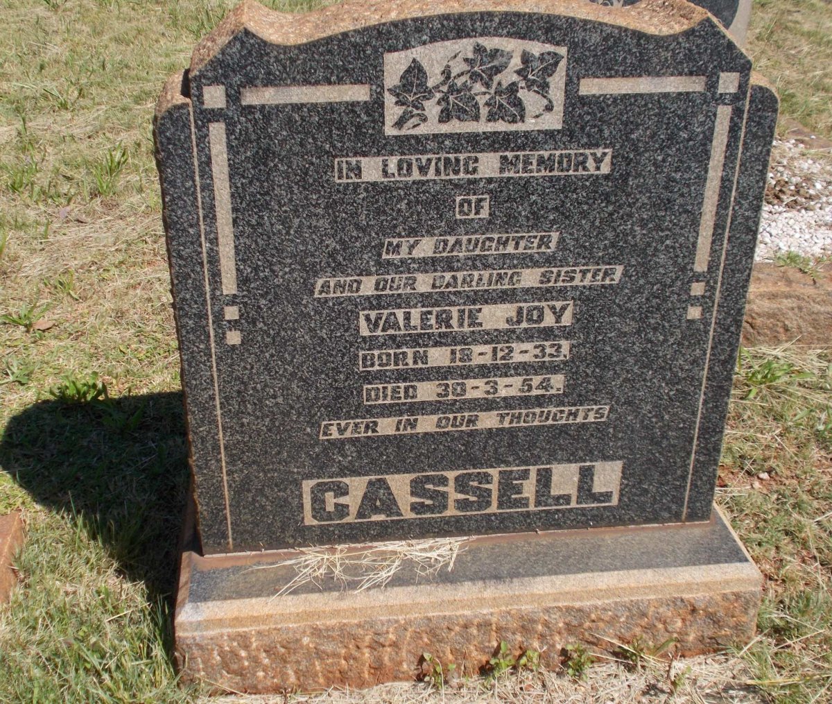 CASSELL Valerie Joy 1933-1954