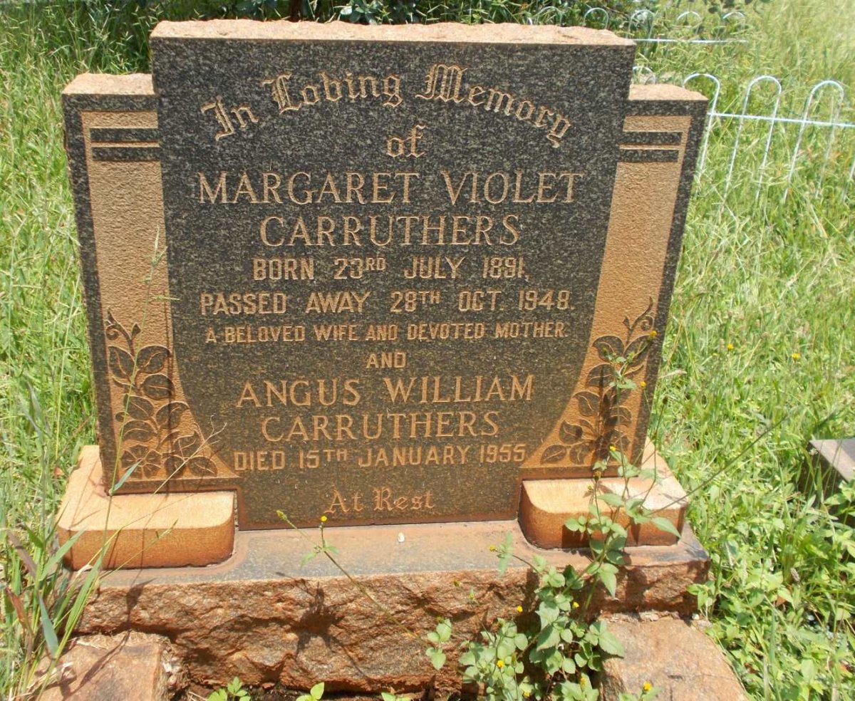 CARRUTHERS Angus William -1955 &amp; Margaret Violet 1891-1948