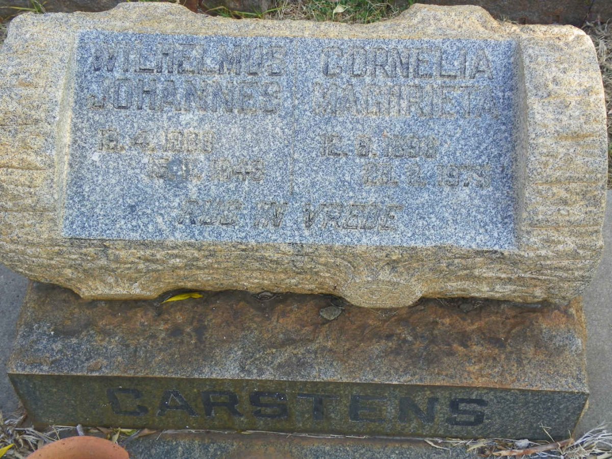CARSTENS Wilhelmus Johannes 188? -1948 &amp; Cornelia Maghrieta 1898-1975
