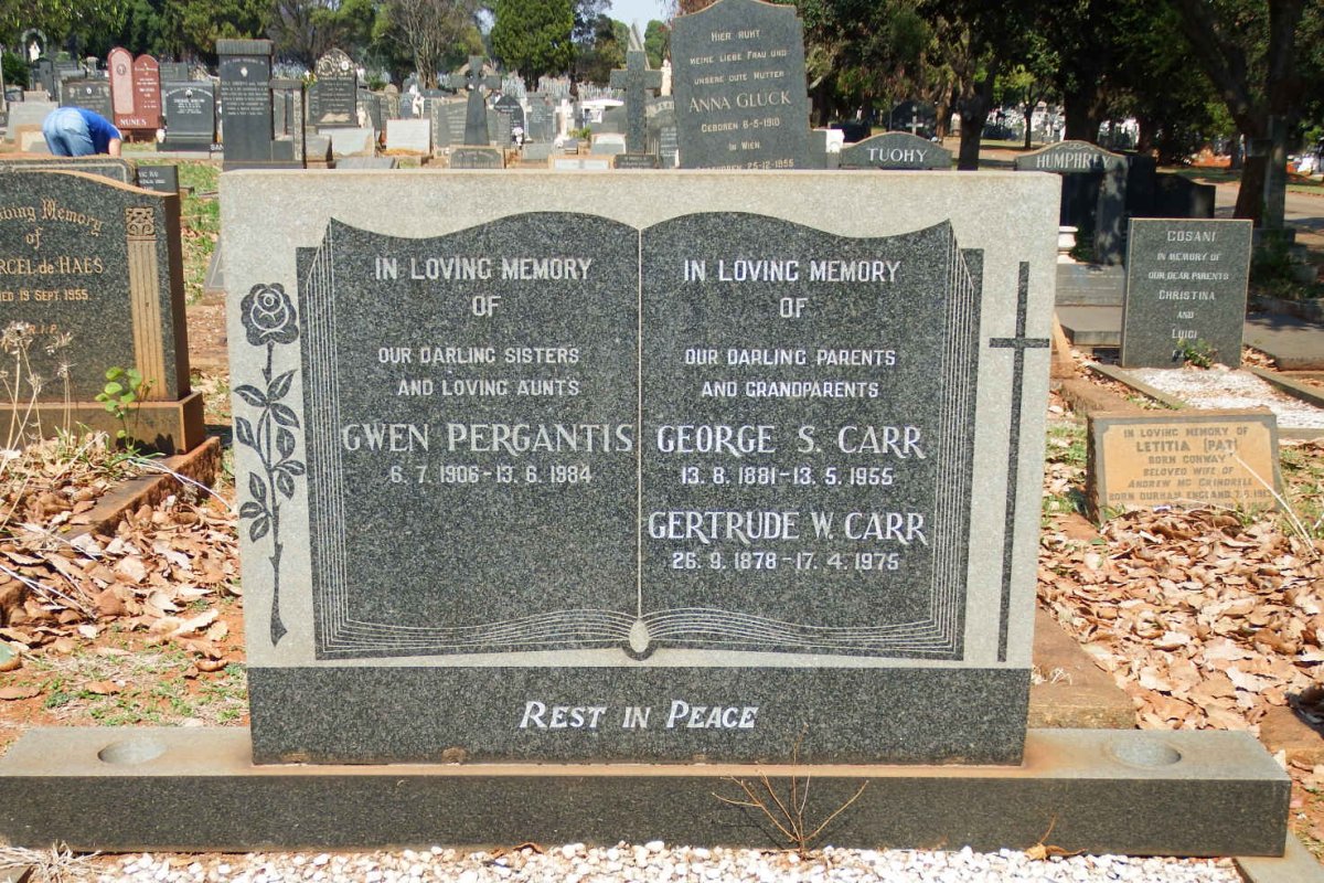 CARR George S. 1881-1955 &amp; Gertrude W. 1878-1975 :: PERGANTIS Gwen 1906-1984