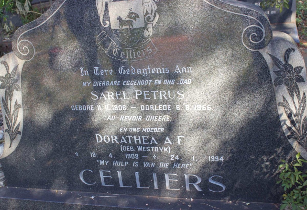 CELLIERS Sarel  Petrus 1906-1955 &amp; Dorathea A.F. WESTDYK 1909-1994
