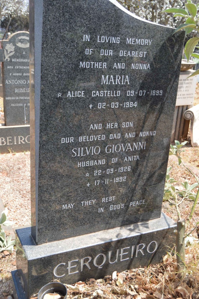 CERQUEIRO Miguel 1885-1978 &amp; Maria Alice CASTELLO 1899-1984