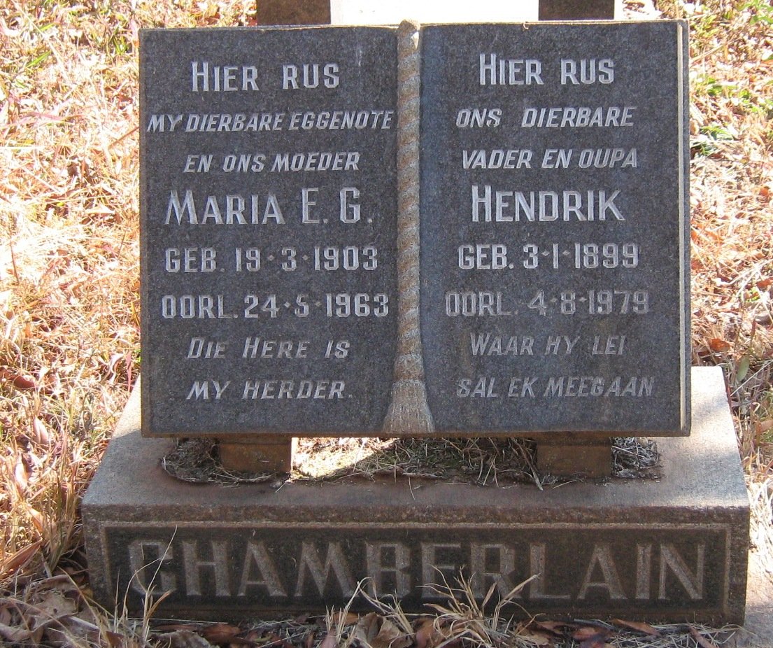 CHAMBERLAIN Hendrik 1899-1979 &amp; Maria E.G. 1903-1963