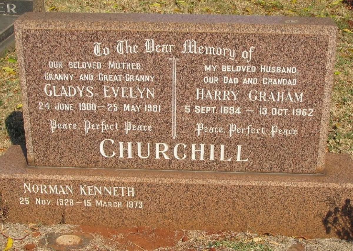 CHURCHILL Harry Graham 1894-1962 &amp; Gladys Evelyn 1900-1981 :: CHURCHILL Norman Keith 1928-1973