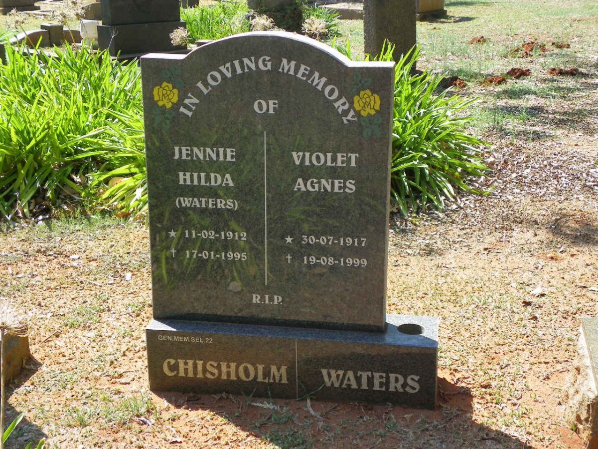 CHISHOLM Jennie Hilda nee WATERS 1912-1995 :: WATERS Violet Agnes 1917-1999