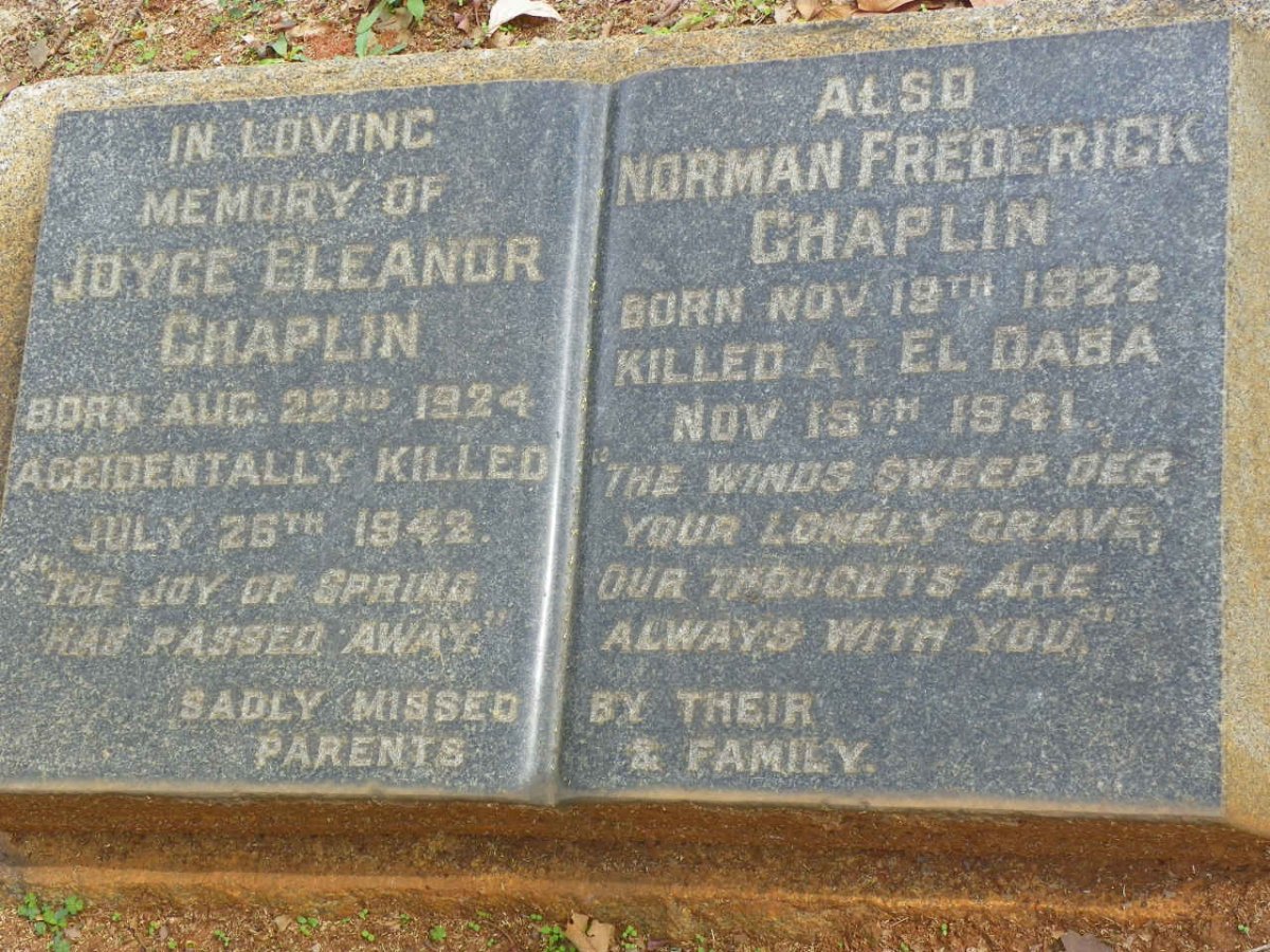 CHAPLIN Norman Frederick 1922-1941 :: CHAPLIN Joyce Eleanor 1924-1942