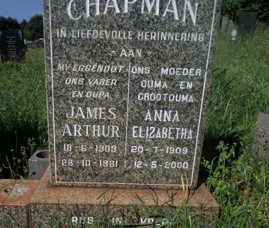 CHAPMAN James Arthur 1909-1981 &amp; Anna Elizabeth 1909-2000