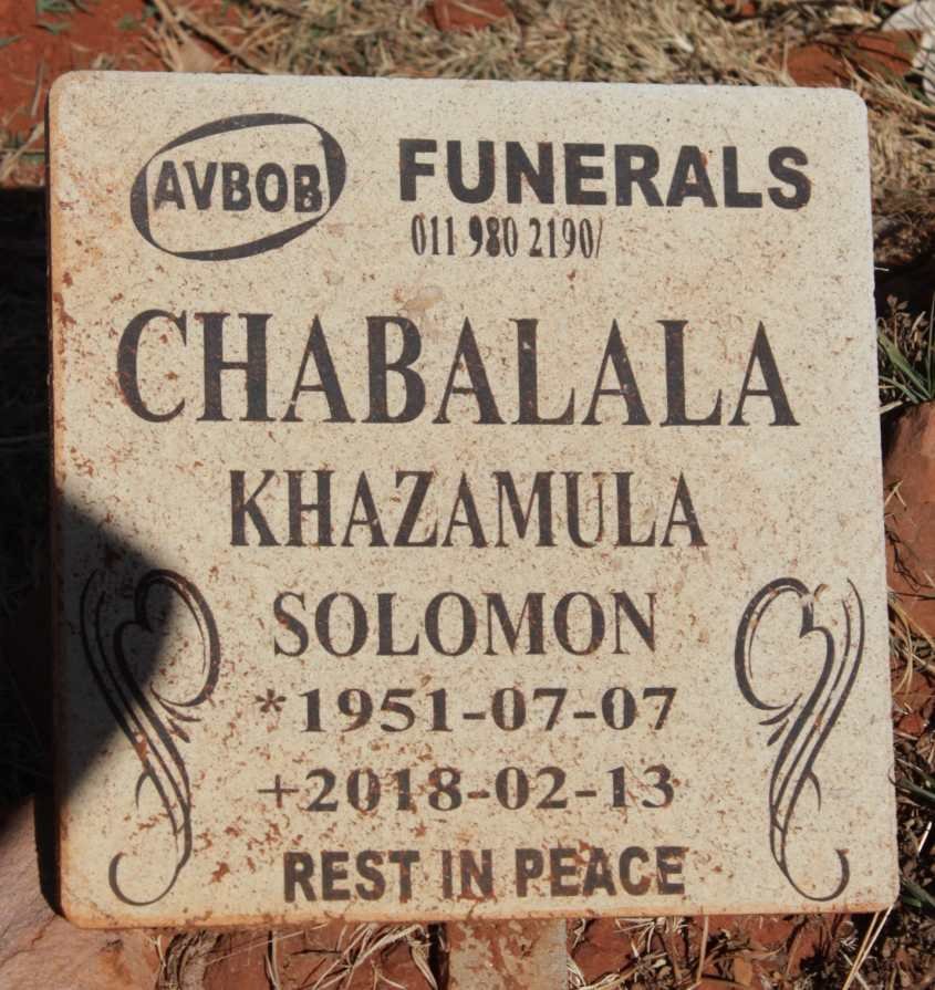 CHABALALA Khazamula Solomon 1951-2018