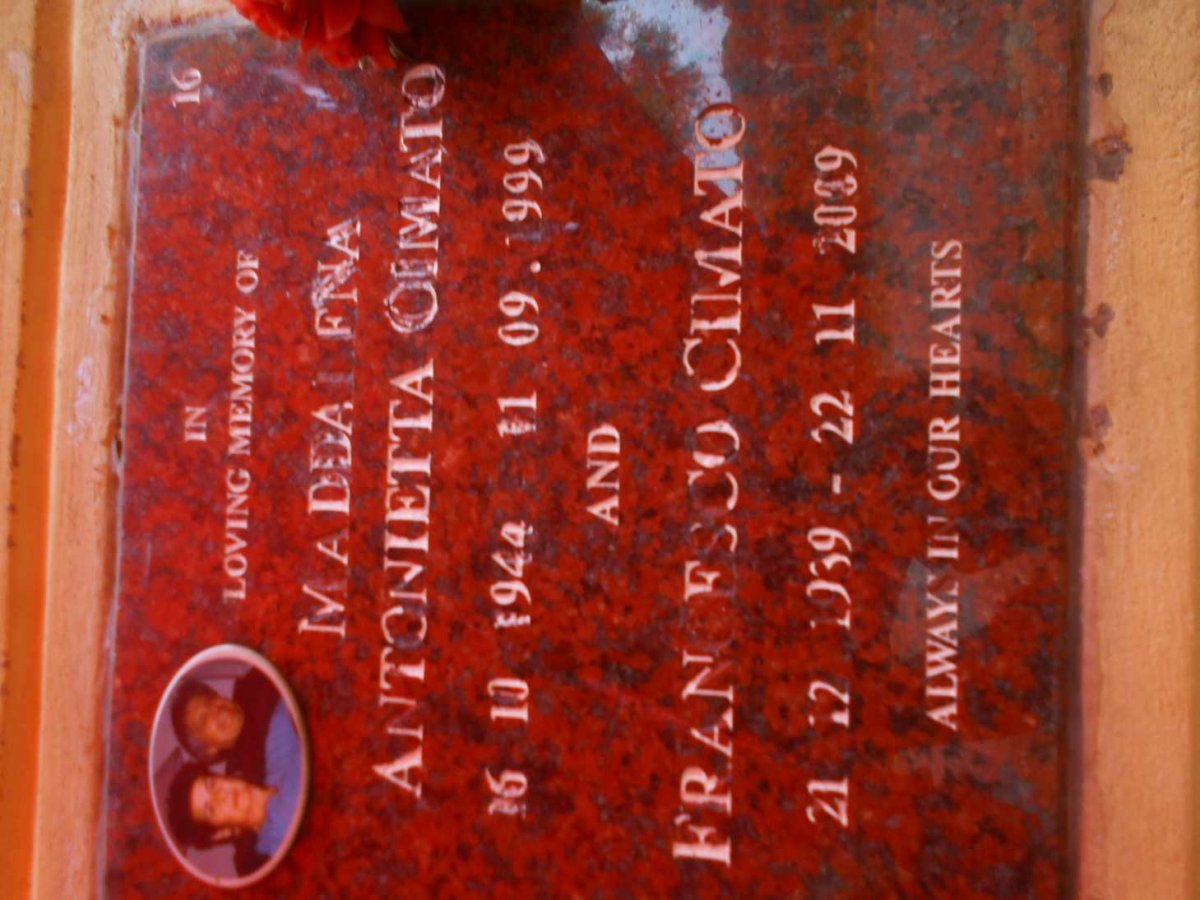 CIMATO Francesco 1939-2009 &amp; Maddalena Antonietta 1944-1999