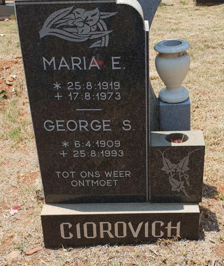 CIOROVICH George S. 1909-1993 &amp; Maria E. 1919-1973