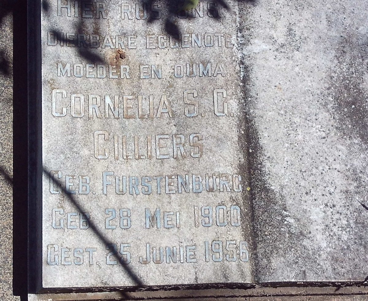 CILLIERS Cornelia S.C. nee FURSTENBURG 1900-1956