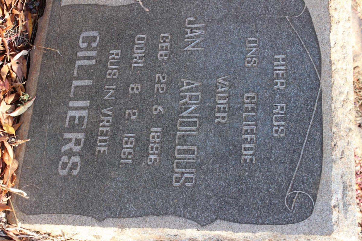CILLIERS Jan Arnoldus 1886-1961