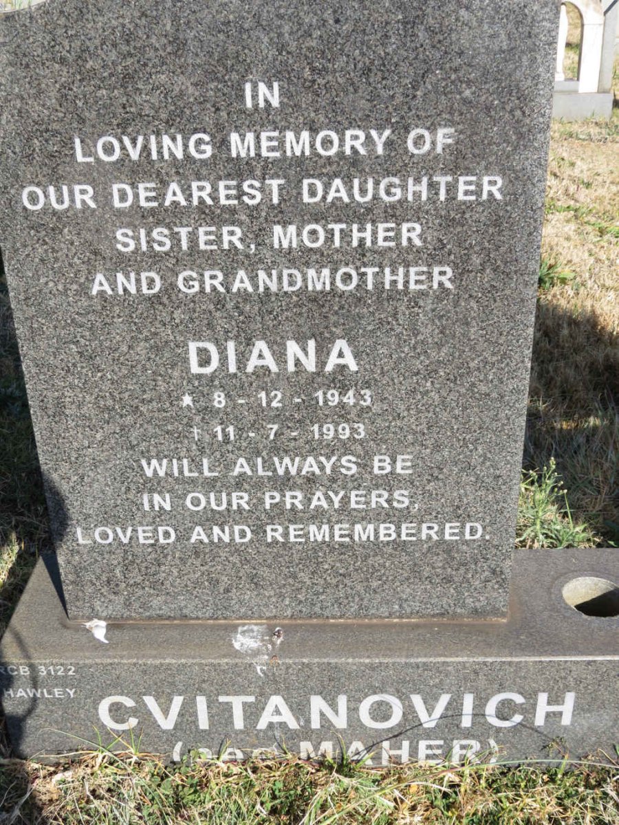 CVITANOVICH Diana nee MAHER 1943-1993