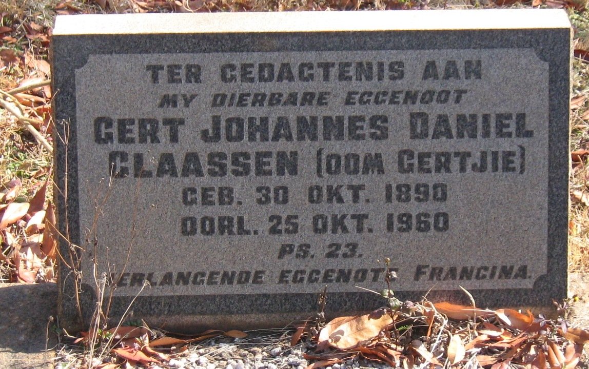 CLAASSEN Gert Johannes Daniel 1890-1960