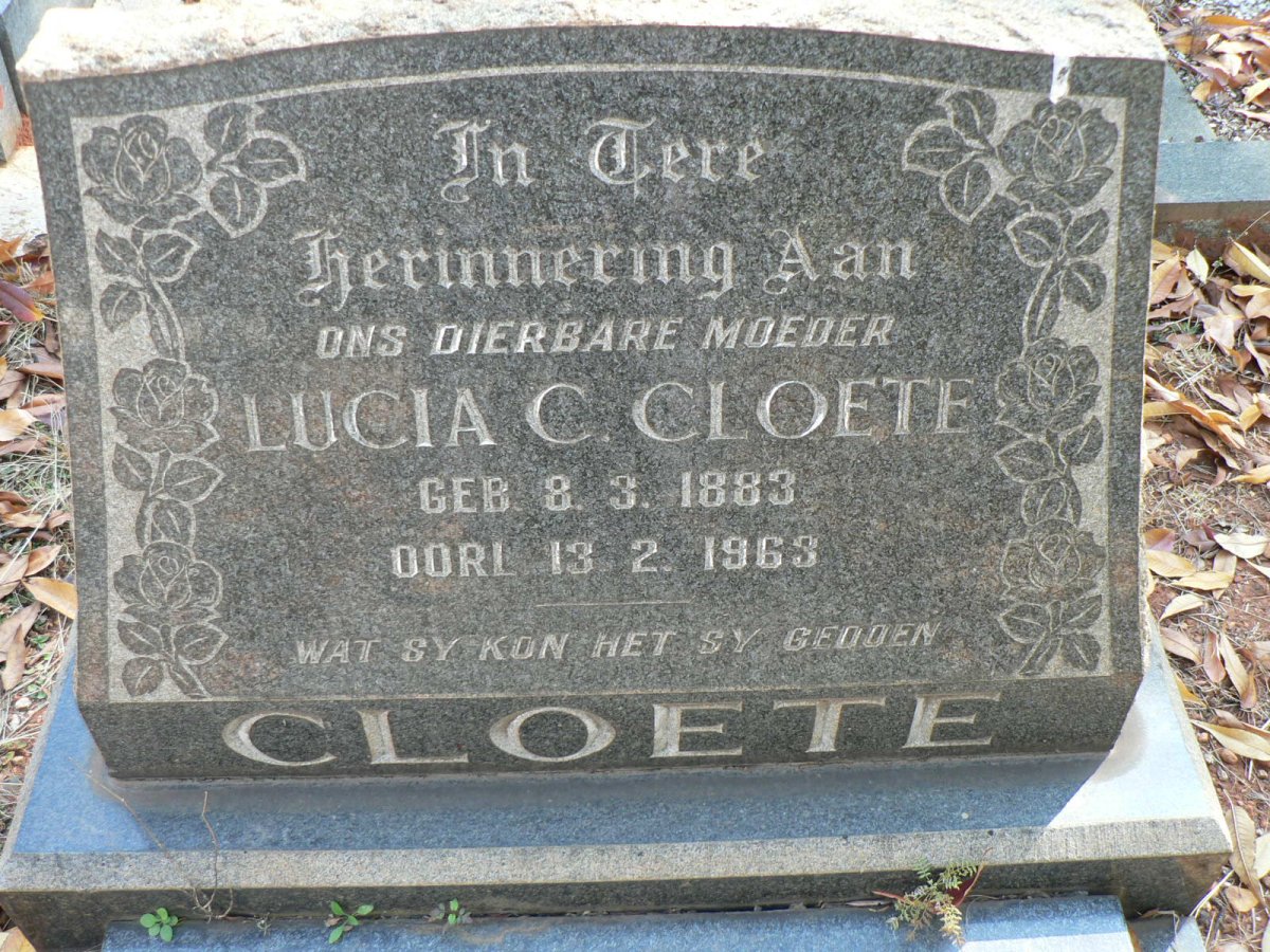 CLOETE Lucia C. 1883-1963