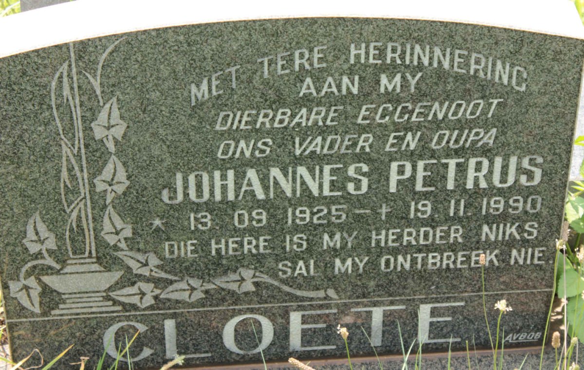 CLOETE Johannes Petrus 1925-1990