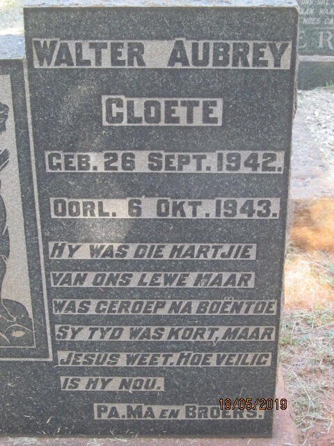 CLOETE Walter Aubrey 1942-1943