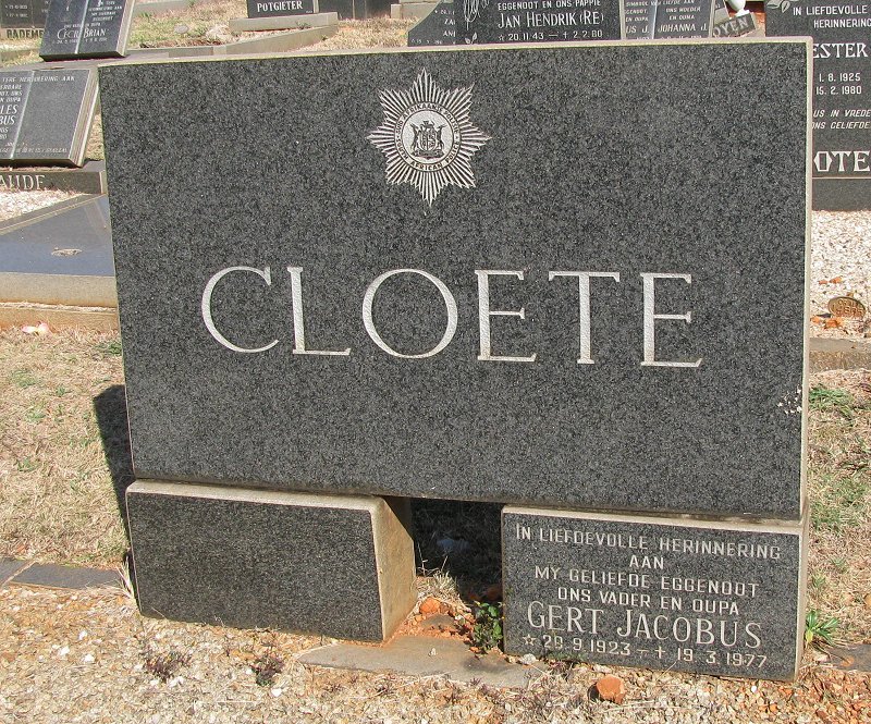 CLOETE Gert Jacobus 1923-1977